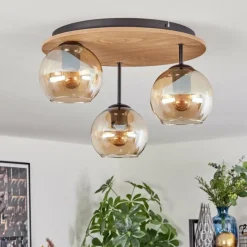 hofstein Koyoto Plafonnier, Boule lumineuse Écru, Noir, 3 lumières