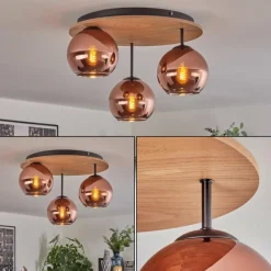 hofstein Koyoto Plafonnier, Boule lumineuse Écru, Noir, 3 lumières