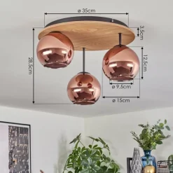 hofstein Koyoto Plafonnier, Boule lumineuse Écru, Noir, 3 lumières