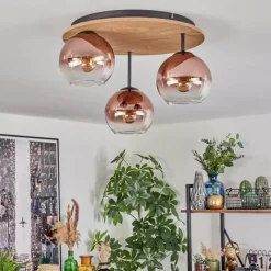 hofstein Koyoto Plafonnier, Boule lumineuse Écru, Noir, 3 lumières