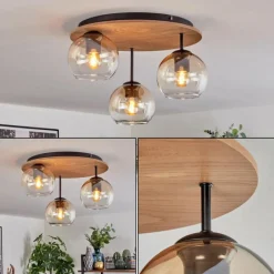 Lampes Vintages & Rétros-hofstein Koyoto Plafonnier, Boule lumineuse Écru, Noir, 3 lumières