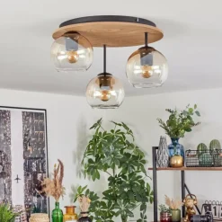 Lampes Vintages & Rétros-hofstein Koyoto Plafonnier, Boule lumineuse Écru, Noir, 3 lumières