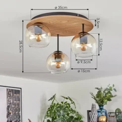 Lampes Vintages & Rétros-hofstein Koyoto Plafonnier, Boule lumineuse Écru, Noir, 3 lumières