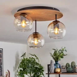 Lampes Vintages & Rétros-hofstein Koyoto Plafonnier, Boule lumineuse Écru, Noir, 3 lumières