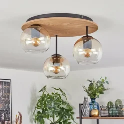 Lampes Vintages & Rétros-hofstein Koyoto Plafonnier, Boule lumineuse Écru, Noir, 3 lumières