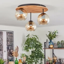 hofstein Koyoto Plafonnier, Boule lumineuse Écru, Noir, 3 lumières