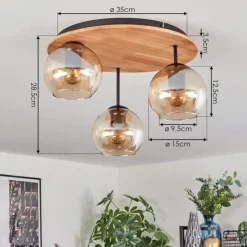 hofstein Koyoto Plafonnier, Boule lumineuse Écru, Noir, 3 lumières