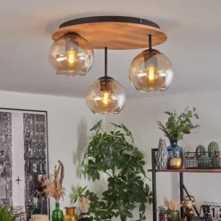 hofstein Koyoto Plafonnier, Boule lumineuse Écru, Noir, 3 lumières