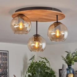 hofstein Koyoto Plafonnier, Boule lumineuse Écru, Noir, 3 lumières