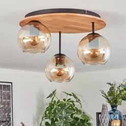 hofstein Koyoto Plafonnier, Boule lumineuse Écru, Noir, 3 lumières