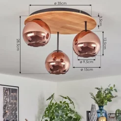 hofstein Koyoto Plafonnier, Boule lumineuse Écru, Noir, 3 lumières