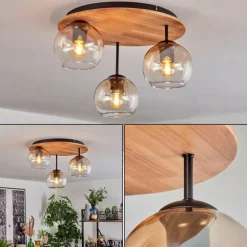 hofstein Koyoto Plafonnier, Boule lumineuse Écru, Noir, 3 lumières