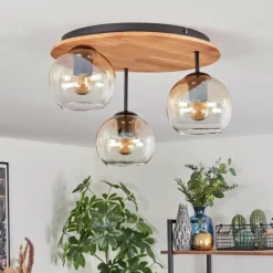 hofstein Koyoto Plafonnier, Boule lumineuse Écru, Noir, 3 lumières