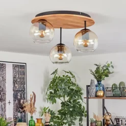 hofstein Koyoto Plafonnier, Boule lumineuse Écru, Noir, 3 lumières