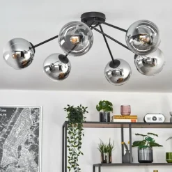 hofstein Koyoto Plafonnier, Boule lumineuse 80 cm Clair, Fumé, 6 lumières