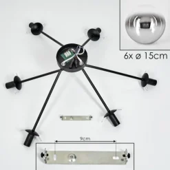 hofstein Koyoto Plafonnier, Boule lumineuse 80 cm Clair, Fumé, 6 lumières