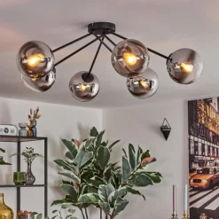 hofstein Koyoto Plafonnier, Boule lumineuse 80 cm Clair, Fumé, 6 lumières