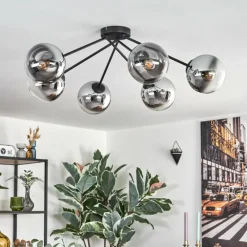 hofstein Koyoto Plafonnier, Boule lumineuse 80 cm Clair, Fumé, 6 lumières