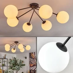hofstein Koyoto Plafonnier, Boule lumineuse 15 cm Blanc, 6 lumières