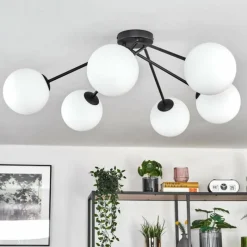 hofstein Koyoto Plafonnier, Boule lumineuse 15 cm Blanc, 6 lumières