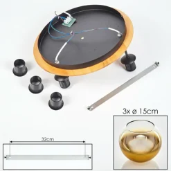 Lampes Dorées-hofstein Koyoto Plafonnier, Boule lumineuse 40 cm Écru, Noir, 3 lumières