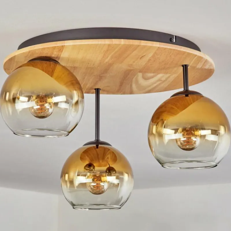 Lampes Dorées-hofstein Koyoto Plafonnier, Boule lumineuse 40 cm Écru, Noir, 3 lumières