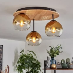 Lampes Dorées-hofstein Koyoto Plafonnier, Boule lumineuse 40 cm Écru, Noir, 3 lumières