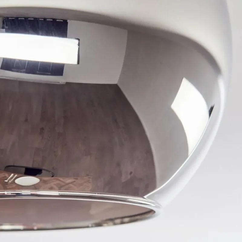 Suspension Verre Fumé-hofstein Koyoto Plafonnier, Boule lumineuse 40 cm Écru, Noir, 3 lumières