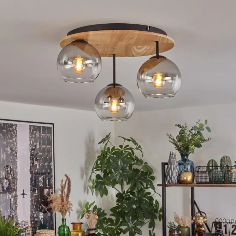 hofstein Koyoto Plafonnier, Boule lumineuse 40 cm Écru, Noir, 3 lumières