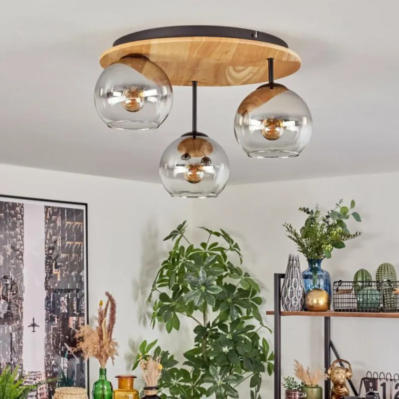 hofstein Koyoto Plafonnier, Boule lumineuse 40 cm Écru, Noir, 3 lumières