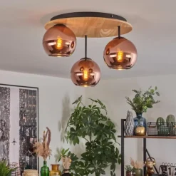 hofstein Koyoto Plafonnier, Boule lumineuse 40 cm Écru, Noir, 3 lumières