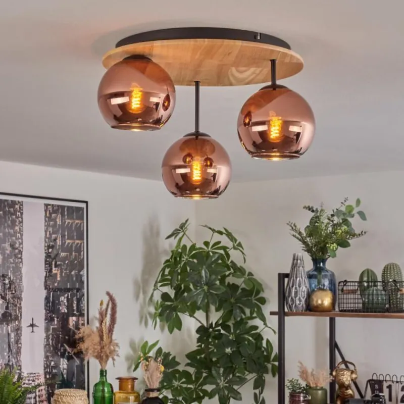 hofstein Koyoto Plafonnier, Boule lumineuse 40 cm Écru, Noir, 3 lumières