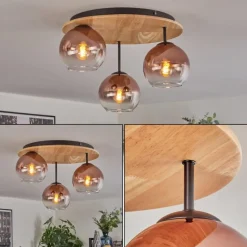 hofstein Koyoto Plafonnier, Boule lumineuse 40 cm Écru, Noir, 3 lumières