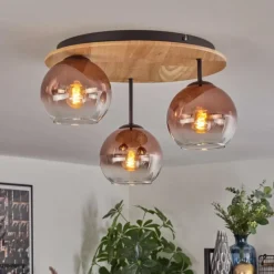 hofstein Koyoto Plafonnier, Boule lumineuse 40 cm Écru, Noir, 3 lumières