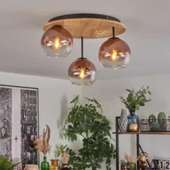 hofstein Koyoto Plafonnier, Boule lumineuse 40 cm Écru, Noir, 3 lumières