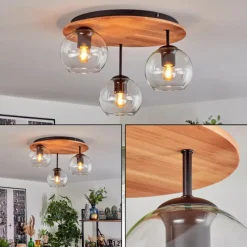 hofstein Koyoto Plafonnier, Boule lumineuse 40 cm Écru, Noir, 3 lumières