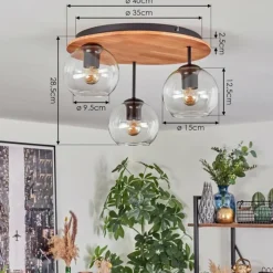 hofstein Koyoto Plafonnier, Boule lumineuse 40 cm Écru, Noir, 3 lumières