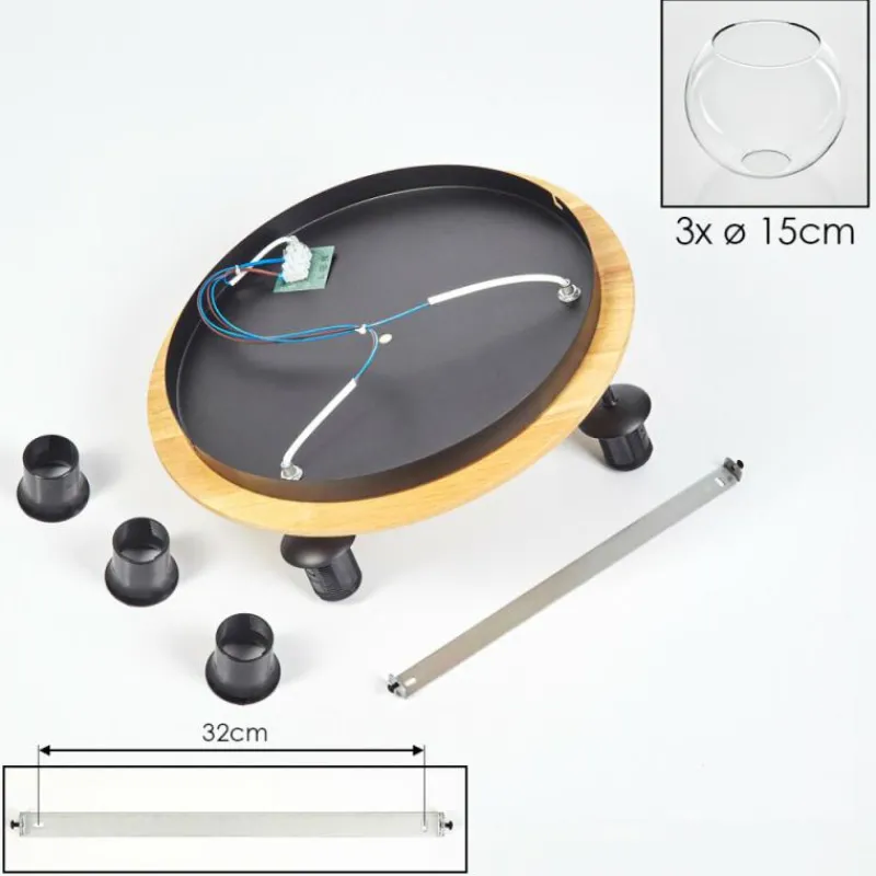 hofstein Koyoto Plafonnier, Boule lumineuse 40 cm Écru, Noir, 3 lumières