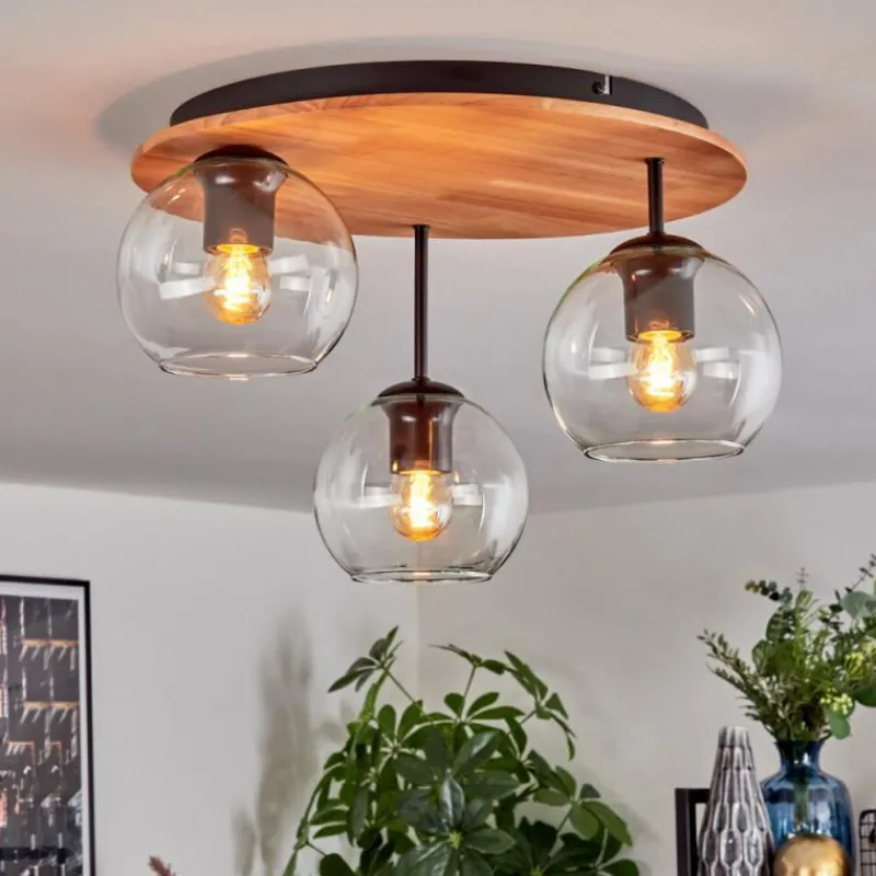 hofstein Koyoto Plafonnier, Boule lumineuse 40 cm Écru, Noir, 3 lumières