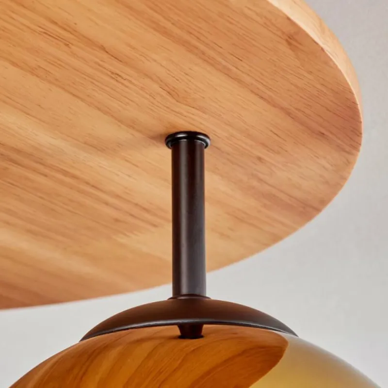 Lampes Dorées-hofstein Koyoto Plafonnier, Boule lumineuse 40 cm Écru, Noir, 3 lumières