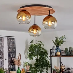 Lampes Dorées-hofstein Koyoto Plafonnier, Boule lumineuse 40 cm Écru, Noir, 3 lumières