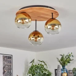 Lampes Dorées-hofstein Koyoto Plafonnier, Boule lumineuse 40 cm Écru, Noir, 3 lumières