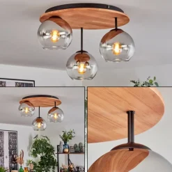 hofstein Koyoto Plafonnier, Boule lumineuse 40 cm Écru, Noir, 3 lumières