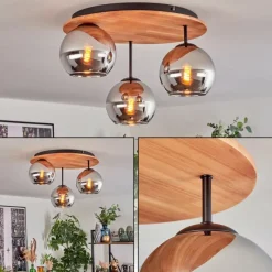 hofstein Koyoto Plafonnier, Boule lumineuse 40 cm Écru, Noir, 3 lumières