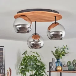 hofstein Koyoto Plafonnier, Boule lumineuse 40 cm Écru, Noir, 3 lumières