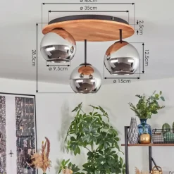 hofstein Koyoto Plafonnier, Boule lumineuse 40 cm Écru, Noir, 3 lumières