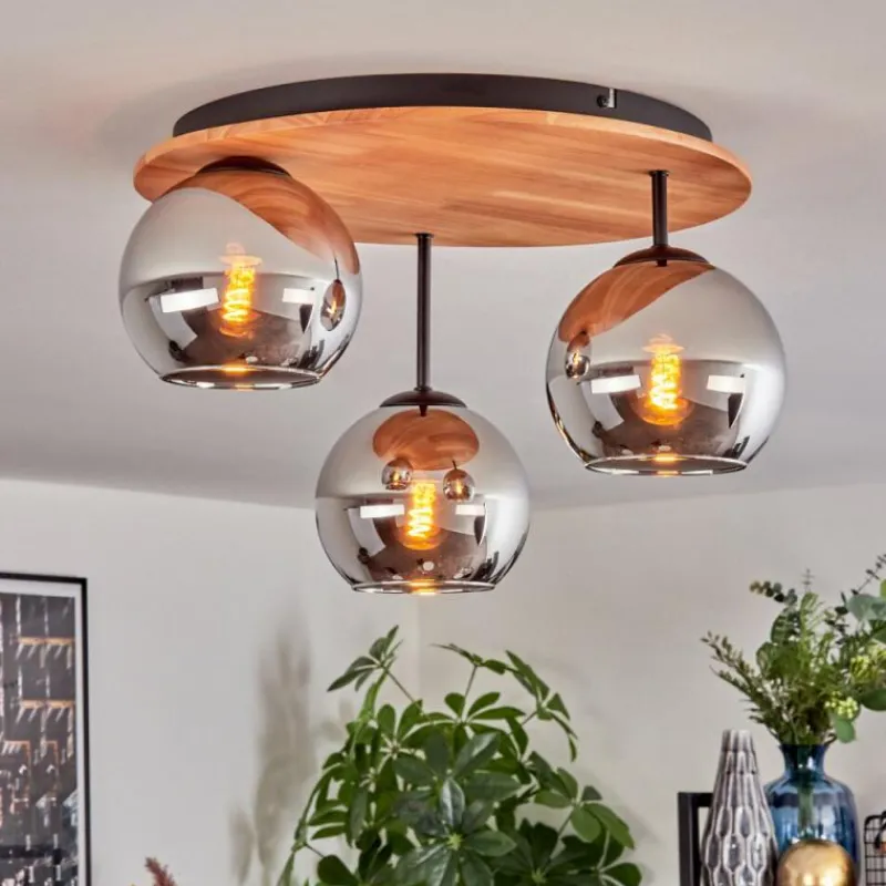 hofstein Koyoto Plafonnier, Boule lumineuse 40 cm Écru, Noir, 3 lumières