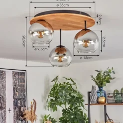 hofstein Koyoto Plafonnier, Boule lumineuse 40 cm Écru, Noir, 3 lumières