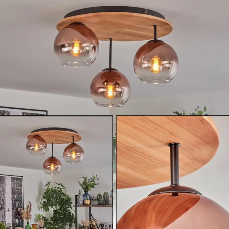 hofstein Koyoto Plafonnier, Boule lumineuse 40 cm Écru, Noir, 3 lumières