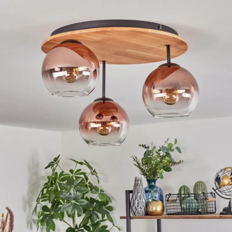 hofstein Koyoto Plafonnier, Boule lumineuse 40 cm Écru, Noir, 3 lumières